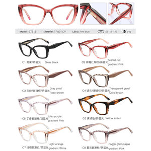 MS 97815 Lunettes anti-lumière bleue pour femme, monture œil de chat ludique en TR, cadre losange rouge cristal, branches minimalistes, prêtes pour la prescription - Product Image 6