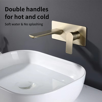 Robinet d'alimentation en eau chaude/froide moderne finition chrome brossé, montage mural, construction en laiton, mitigeur monocommande pour évier de cuisine