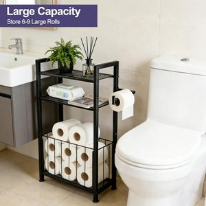 <span class=keywords><strong>Porte</strong></span>-papier toilette <span class=keywords><strong>sur</strong></span> <span class=keywords><strong>pied</strong></span> avec étagère, pieds réglables, support de <span class=keywords><strong>porte</strong></span>-papier toilette pour salle de bain, pour les espaces restreints - Product Image 2