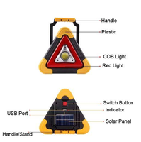 Triangle de signalisation d'avertissement pour voiture, lumière d'avertissement, charge solaire, balise d'urgence triangulaire pour panne de véhicule, sécurité routière