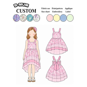 <span class=keywords><strong>Robe</strong></span> de princesse formelle haut de gamme en mousseline de soie <span class=keywords><strong>à</strong></span> volants, asymétrique, avec dentelle et blocs de couleur, pour fillettes, idéale pour les fêtes d'anniversaire - Product Image 2