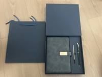 Juego de Papelería de Oficina de Alta Gama, Juego de Cuaderno de Cuero PU Personalizado al por Mayor, Juego de Bolígrafos, Regalo Empresarial