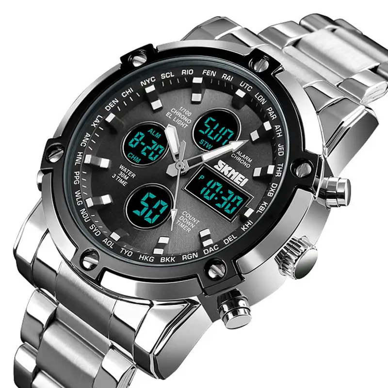 Skmei 1389 OEM Custom Logo Luxury Fashion Business Analog Digital Wristwatch Watch Mens Wrist Quartz Watches For Men