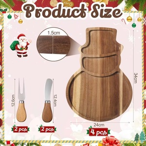 Snowman Shaped <b>Cheese</b> Board <b>Set</b> Wooden Serving Tray With <b>Knives</b> For Party Appetizers And Snacks Display - Product Image 4