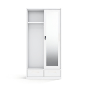 Armoire métallique imprimée avec portes coulissantes miroir et double tiroirs 900 mm, démontable - Product Image 3