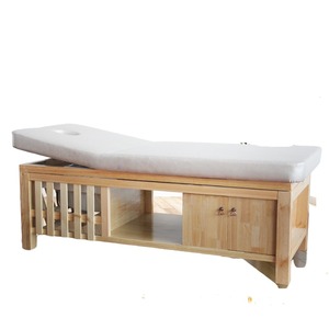 Wooden multifunctional massage and shampoo bed, spa salon massage and facial beauty bed