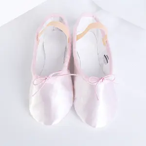 Pointe Shoes Girls Soft-soled Practice Pink Flat Shoes Satin Children Ballet Dance Shoes