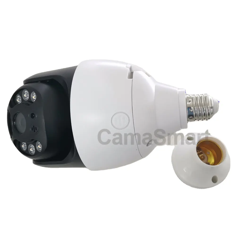 Conector E27 de bombilla de 3MP, cámara Ip, Wifi, PTZ, Zoom Digital resistente al agua, fácil instalación para uso en interiores y exteriores, Ycc365plus