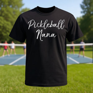 Camiseta Pickleball Nana, camisa informal de algodón negra para mujer, para fanáticos del Pickleball - Product Image 3
