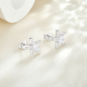 Pendientes de Plata de Ley 925 al por Mayor, con Forma de Estrella, con Circonita Cúbica Brillante, Joyería Minimalista de Moda <span class=keywords><strong>para</strong></span> <span class=keywords><strong>Mujer</strong></span>, Regalo - Product Image 3