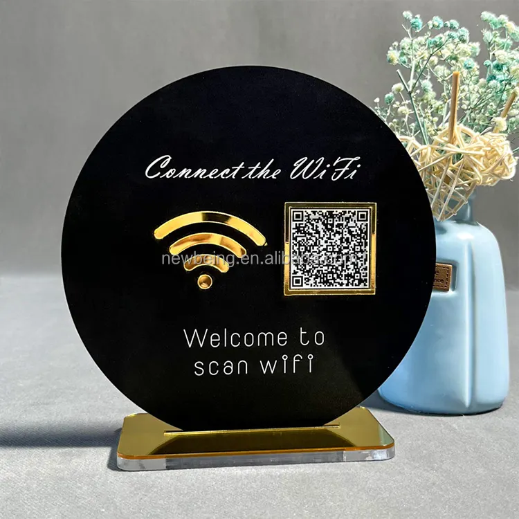 Personalized Tabletop Social Media Sign Facebook Ins Plaque Gold Acrylic Welcome Sign Business Sign For Shop Decoration