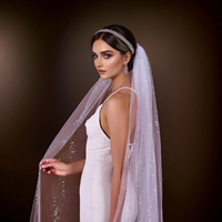 LUOXIN Mariage Bling Coloré Strass Couche Unique Femmes Accessoires de Mariée Paillettes Doux Voile de Mariée