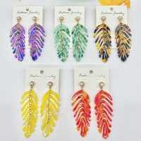 Agustina — boucles d'oreilles en feuille Monstera, fait à la main, plante tropicale hawaïenne, ensemble de bijoux en acrylique, 2022