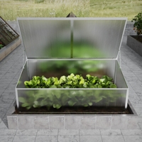 Modernes Mini-Hochbeet mit Aluminiumrahmen, Dreieckig, Gewächshaus mit Aufklappbarer Polycarbonat-Abdeckung, UV-Schutz, für den Garten