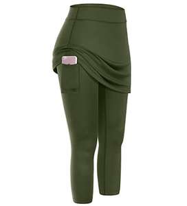 Pantaloni Leggings Yoga da donna a vita alta 2 pezzi Plus Size con tasche in tinta unita Spandex/Nylon con chiusura elastica in vita - Product Image 5