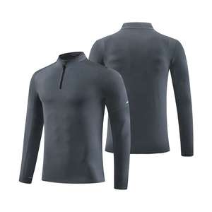 Camisa de fitness para gimnasio con cremallera de cuarto para niños, cuello vuelto de manga larga hecho de lana para deportes de invierno, correr fútbol - Product Image 2