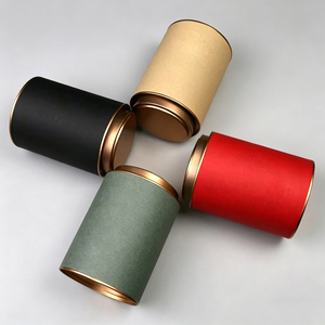 Boîte cylindrique ronde biodégradable personnalisée avec logo, de qualité alimentaire, pour emballage de thé en vrac ou de café, tube en carton avec couvercle métallique - Product Image 4