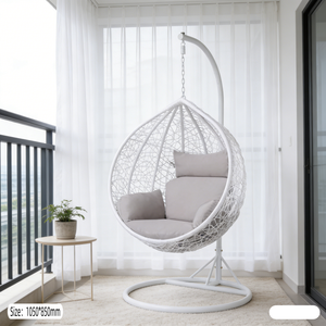 Sedia a dondolo sospesa da esterno a due posti Ikeal, sedia a dondolo doppia a forma di uovo con supporto, sedia a dondolo da giardino in rattan a forma di nido d'uccello con seduta in vetro per bambini - Product Image 3