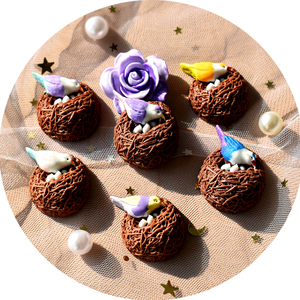 Miniatures de jardin féerique colorées en résine époxy écologique, motif nid d'oiseau bouddhiste, petite statue décorative - Product Image 1