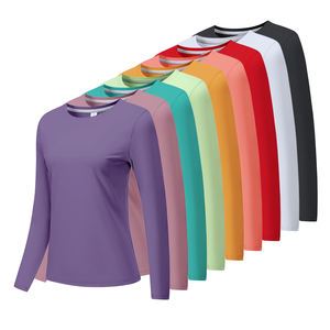 Wholesale Women Professional Round Neck Long Sleeve t Shirt Compression Sports Workout Clothes Quick Dry Workout Gym <b>Tshirt</b> - Product Image 2