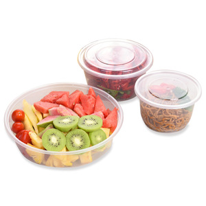Round Disposable Plastic <b>Lunch</b> <b>Box</b> 1000ml Transparent With Lid <b>Microwave</b> Safe For Takeout Food Storage - Product Image 2
