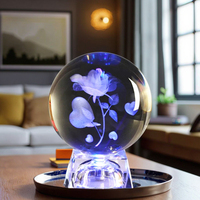 Cadeaux de Promotion Cristal 3D Gravé Au Laser Perdre Fleur Cristal Boule