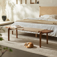 Banc d'essayage moderne pour l'entrée, tabouret à chaussures, meuble de chambre à coucher en bois massif nordique, banc long au bout du lit