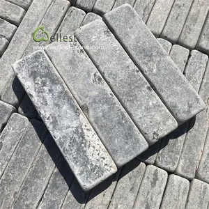 brick pavers wholesale black Limestone tumbled Rectangle cobblestone pavers