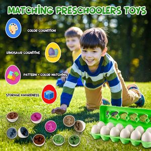 Juego de rompecabezas de huevo de <span class=keywords><strong>dinosaurio</strong></span>, 12 Uds., juego de aprendizaje de habilidades de reconocimiento de números de Color 3D de plástico educativo para niños pequeños - Product Image 2