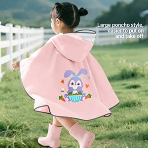 <span class=keywords><strong>Poncho</strong></span> de pluie pour enfants en PEVA de qualité supérieure avec des motifs d'astronautes et de lapins - Product Image 5
