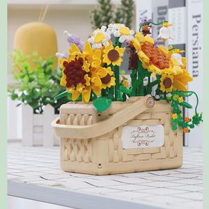 Nuevo Estilo Balody 21071-21072, Bloques de Construcción de Cestas de Flores de Girasol y Rosa, Ladrillos de Flores DIY, Decoración de Ramo Romántico - Product Image 5