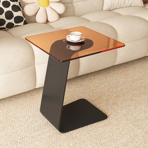 Table d'appoint de canapé mobile en verre trempé de style européen de type C lumière de luxe pour petit appartement salon table basse moderne - Product Image 3