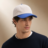 Casquette de baseball rétro années 90 en velours côtelé bicolore, logo personnalisé, 6 panneaux, visière incurvée, style vintage non structuré, avec boucle en laiton