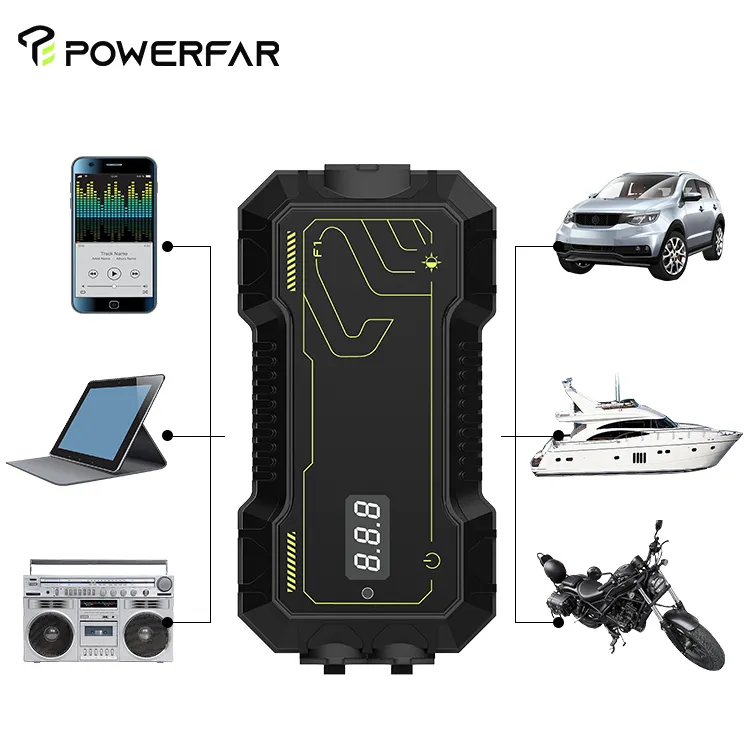 12V Car Jump Starter 10000mAh Portable Emergency Battery Booster power bank wireless charger Auto car battery