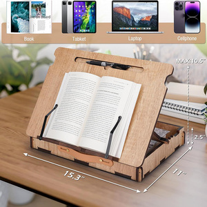 ชั้นวางหนังสือไม้แบบตั้งโต๊ะพร้อมกล่องเก็บของ ปรับมุมได้หลายระดับ ใช้สำหรับอ่านหนังสือบนเตียงหรือโต๊ะทำงาน - Product Image 2