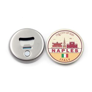Imán de nevera redondo de placa de hojalata con logotipo personalizado de Nápoles, recuerdo de Nápoles - Product Image 1