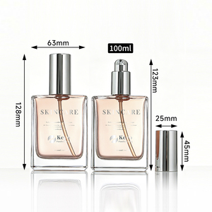 Luxuriöse Quadratische Rechteckige Transparente 50ml 100ml Leere Haaröl-Serum Glasflasche mit Pinsel Silberne Sprühpumpe Box <span class=keywords><strong>KEYO</strong></span> - Product Image 6