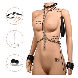 Kit de Bondage de Cuero BDSM, Collar de Entrenamiento para Esclavos, Esposas, Arnés, Cadena, Cinturón de Seguridad, Juego de Restricción para Adultos - Product Image 1