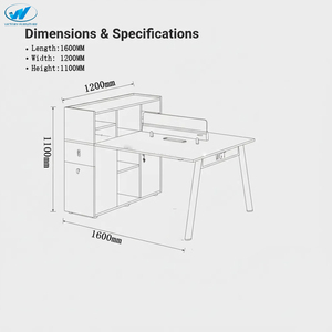 Bàn làm việc văn phòng hiện đại cao cấp hai người ngồi, có vách ngăn và tủ cao, dùng cho nhân viên văn phòng - Product Image 2