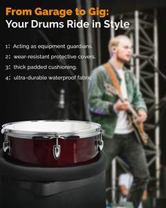 Muestra Gratuita: Juego de Fundas Acolchadas para Batería, Fundas Protectoras Ligeras para Bombo, Toms y Caja, Transporte para Músicos, Almacenamiento a Largo Plazo - Product Image 3