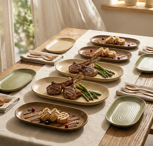 Plato Ovalado de Cerámica Rústica Estilo Natural, Hecho a Mano, Texturizado, para Servir Bistec, Pan, Ensalada, para el Hogar y la Cocina - Product Image 5