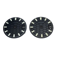 Cadran de montre noir couleur canon de fusil, motif treillis, vert lumineux Super C3, 28,5 mm, compatible NH35A NH36A, pièces de montre modifiées SKX007
