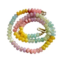 Collier fermoir mousqueton en pierre naturelle pour femme Chaîne à maillons classique avec cordon de soie réglable en forme de boule pour cadeau