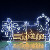 Decoración de Ramadán con Motivo 2D, Luna Creciente Iluminada con Luz LED de Cuerda