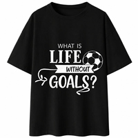 Camiseta Personalizada 100% Algodón con Estampado de Fútbol "¿Qué es la Vida Sin Objetivos?", Camiseta Casual de Cuello Redondo y Manga Corta para Aficionados al Fútbol
