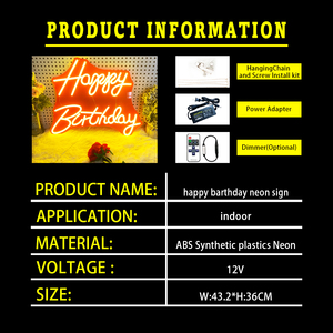 Lettere al Neon LED 'Buon Compleanno' per Feste, Casa, Ufficio, Negozi e Aziende - Materiale ABS con Garanzia di 1 Anno - Product Image 2