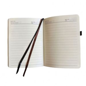 Custom B6 Leather Hardcover Lined Pages Vintage Emed Journal Notebook with Ribbon <b>Bookmark</b> - Product Image 4