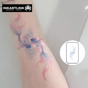 Autocollant de tatouage temporaire en aquarelle <span class=keywords><strong>Poisson</strong></span> <span class=keywords><strong>rouge</strong></span> <span class=keywords><strong>Poisson</strong></span> koi porte-bonheur Art corporel pour femmes Vente en gros Tatouage factice imperméable <span class=keywords><strong>Achat</strong></span> en gros - Product Image 1