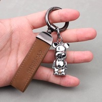 Porte-clés en cuir PU, ours violent créatif, pendentif 3D pour clés de voiture, porte-clés de voiture pour couple garçon-fille