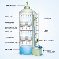 Épurateur humide industriel haute efficacité en PRV (polymère renforcé de fibres) pour la décontamination des gaz acides et le contrôle de la pollution atmosphérique dans les installations chimiques
